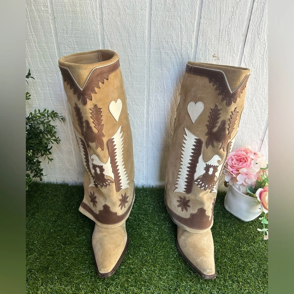 ZIGI Hungria Knee High Western Boot In Natural $400 gently used size 6